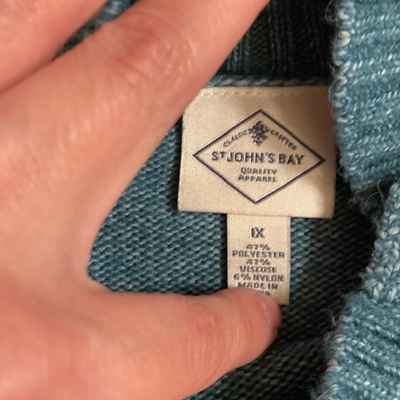 ST. JOHN’S BAY- High Neck Teal Sweater with Button Up Shoulder: Sz 1X - Picture 5 of 9